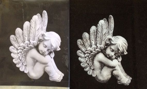 Grabado de un angel Grabado en lápida