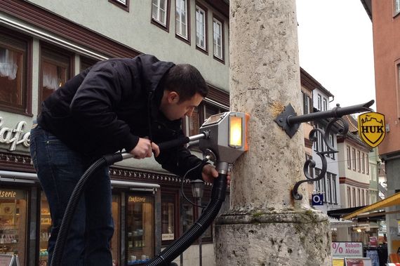 eco-friendly cleaning of natural stone fountain