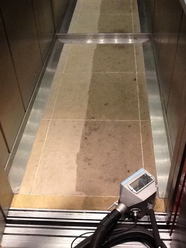 sandstone floor cleaning in elevator