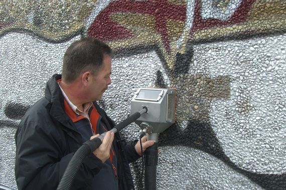 graffiti removal on gravel concrete with systeco