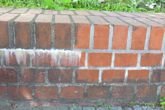 efflorescence removal on brick with cleaning machine